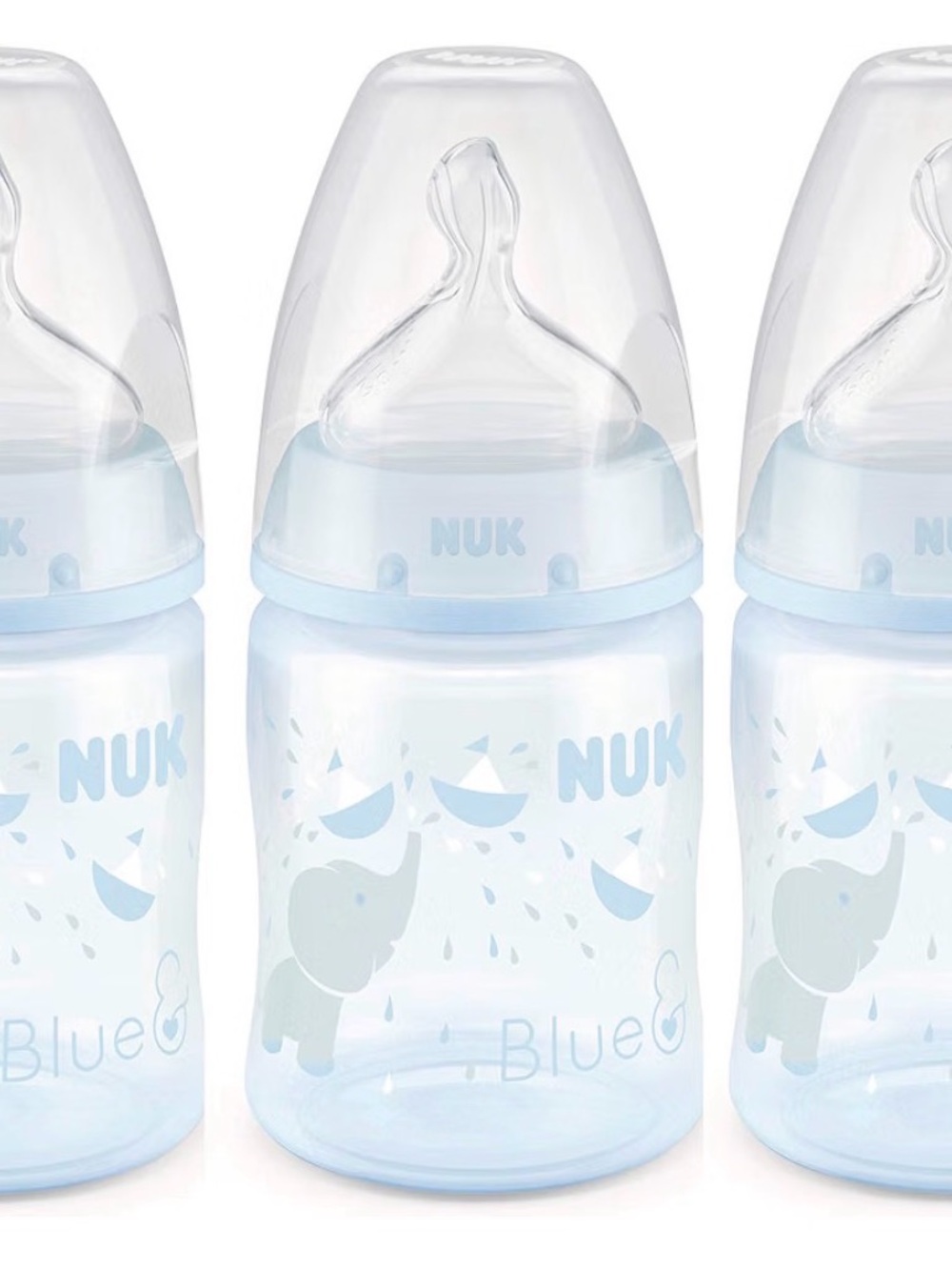 NUK Blue Baby Bottle with Elephant Design